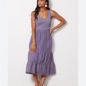 Evereve Marguerite Sleeveless Tiered Dress in Cadet Purple XL